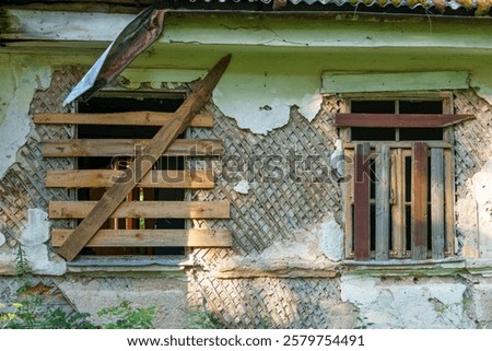 Similar – Image, Stock Photo Dilapidated house window facade in Görlitz