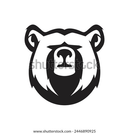 simple silhouette of big flat bear facial expression logo vector