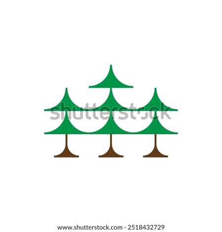 three pine trees in a row logo vector