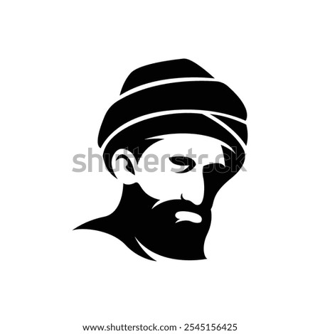 silhouette of a bearded man wearing a turban logo vector