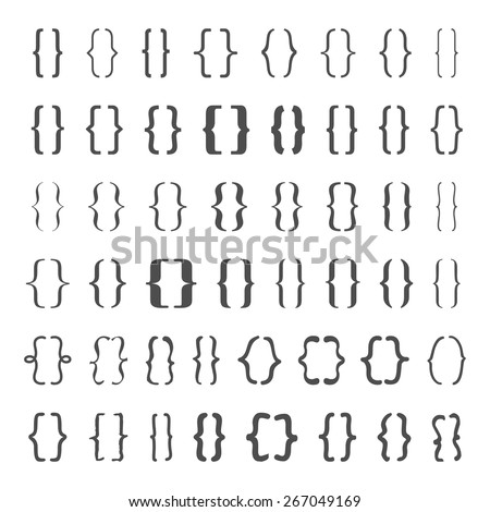 Set of braces or curly brackets icon. Vector 
