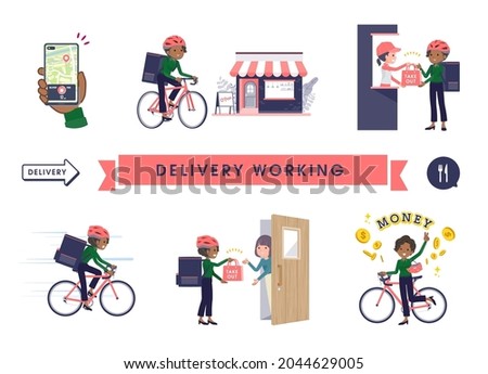 A set of Black business women doing delivery work.It's vector art so easy to edit.