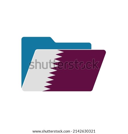 Qatar. Folder icon with Qatar flag. Vector folders icons with flags. Isolated on white background