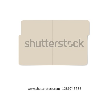 Open tabbed file folder isolated on white background, realistic mockup. Letter size manila folder, vector template.