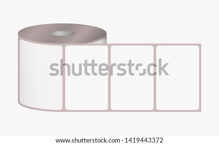Label sticker roll. Blank adhesive labels 3 x 2 inches dimensions on bobbin.