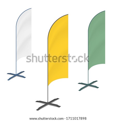 Blank feather flag banner stand, vector mockup. Vertical advertising display, mock-up. Template for design.