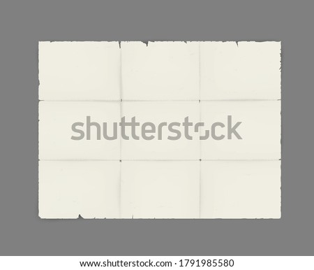 Old dirty torn edge blank paper sheet - vector illustration. Unfolded ancient map mockup.