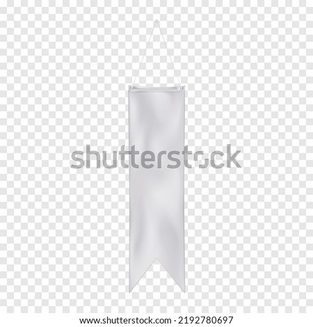 White blank single pennant swallowtail flag realistic vector mock-up. Hanging banner mockup. Template for design