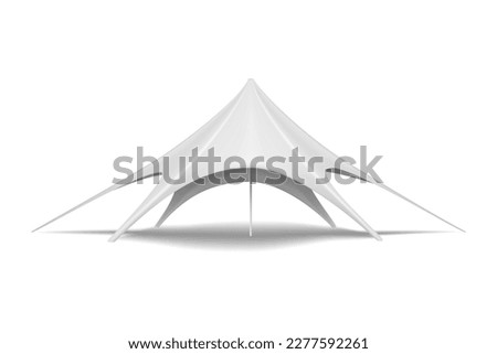 Star tent vector mock-up. Promotional canopy mockup. White blank foldable event marquee. Template for design