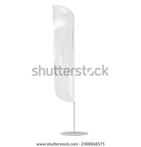 White blank feather wind flag vector mockup. Advertising banner stand mock-up. Vertical event windflag template for design