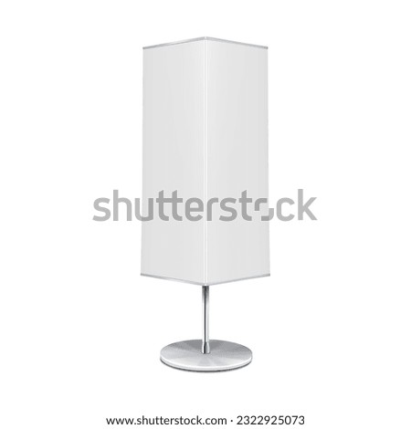 Rotating 3 or 4 sided banner stand realistic vector mockup. White blank display board mock-up. Template for design