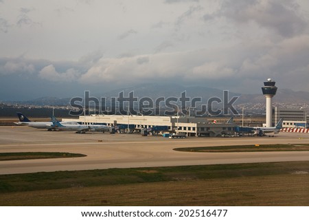 Athens, Greece - January 29 2012: View of the Athenian airport.