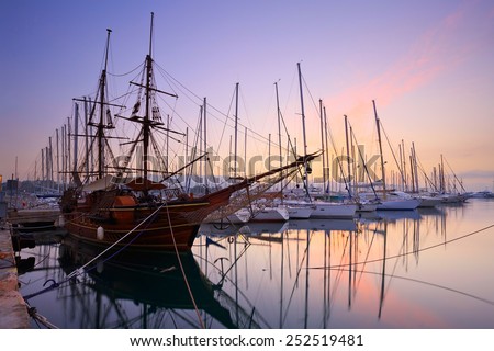ATHENS, GREECE -JANUARY 22 2015: Historic boat and yachts in Alimos marina in Athens, Greece on January 22nd 2015.