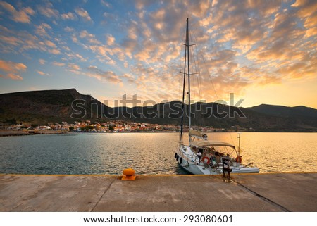 MONEMVASIA, GREECE   MAY 30 2015: Yacht in Monemvasia, Peloponnese, Greece on May 30 2015.