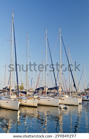 ATHENS, GREECE   JULY 24 2015: Yachts in Alimos marina in Athens, Greece on July 24, 2015.