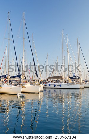 ATHENS, GREECE  JULY 24 2015: Yachts in Alimos marina in Athens, Greece on July 24, 2015.