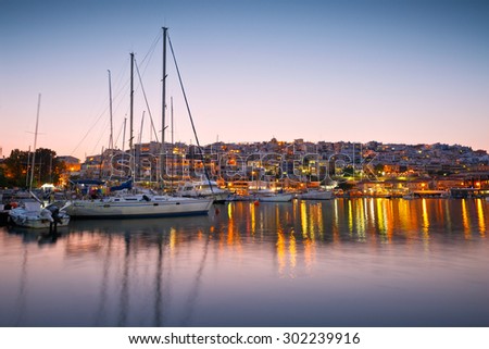 ATHENS, GREECE - JULY 28 2015: Sail boats at the yacht club in Mikrolimano marina in Athens, Greece on July 28 2015.
