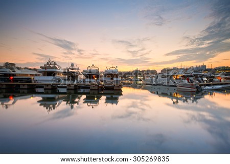 Athens, Greece - August 10 2015: Yachts in Zea Marina in Athens, Greece.