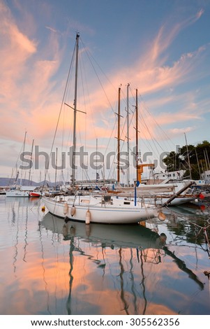 Athens, Greece - August 09 2015: Boats at the yacht club in Mikrolimano marina in Athens, Greece