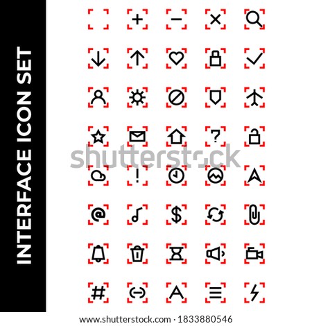 interface icon set include square, plus, minus, cross, search, download, upload,hearth,lock,check,user,setting,block,secure,airplane,star,message,house,help,unlock,cloud,caution,time,picture,message