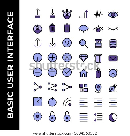 user interface icon set include profile,arrow,remove,trash,help,warning,add,share,power,network,setting,signal,network,find,data base,envelope,home,menu,draw,menu