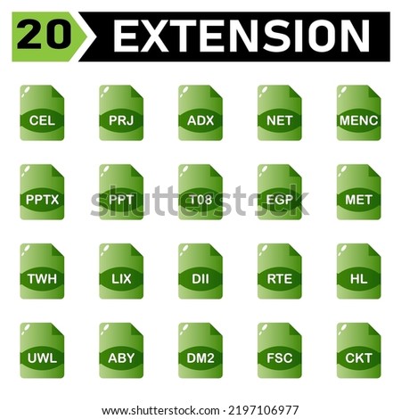 file extension icon include cel, prj, adx, net, menc, pptx, ppt, t08, egp, met, twh, lix, dii, rte, hl, uwl, aby, dm2, fsc, ckt,