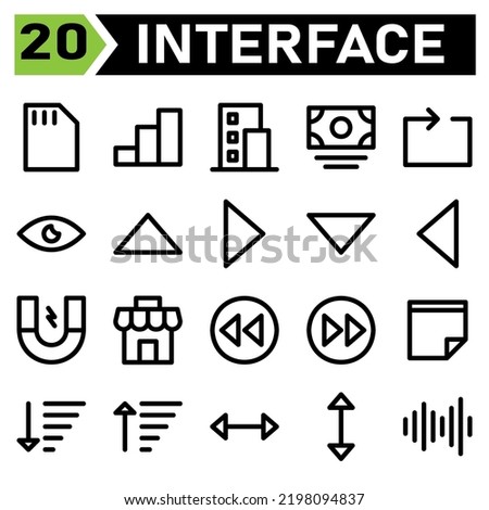 User interface icon set include memory, card, chip, user interface, chart, bar, graph, analysts, buildings, office, modern, building, money, cash, payment, dollar, repeat, loop, arrows, arrow