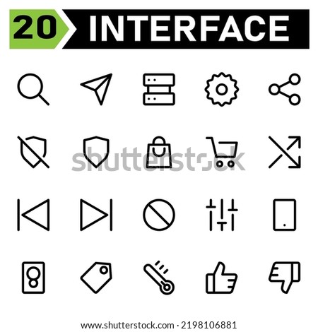 User interface icon set include folder, file, document, user interface, wrench, setting, preferences, tool, sound, multimedia, volume, you tube, video, social, lamp, bulb, light, idea,dumbbell,fitness