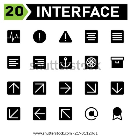 User interface icon set include activity, analytic, chart, performance, user interface, warning, alert, sign, attention, center, align, text, justify, left, right, anchor, port, ship, marine