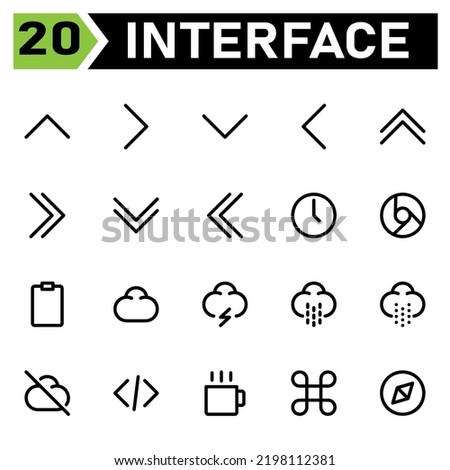 User interface icon set include chevron, up, arrows, user interface, right, down, left, clock, date, time, chrome, google, browser, clipboard, checklist, tasks, cloud, weather, lightning, thunder