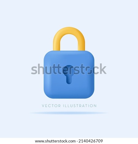 Lock icon. Security, safety, encryption, privacy concept. 3d vector icon in cartoon minimal style