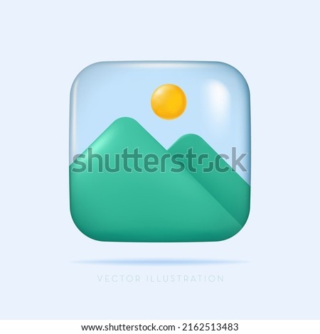 Gallery icon, images photos  videos. Vector illustration in minimal 3D style