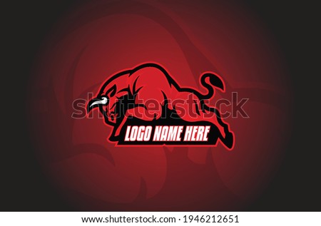 Red and Black Bull Mascot Custom Logo Bull Logo Template vector illustration designs Vector Icon Symbol Red and Black Mascot Bull symbol, emblem