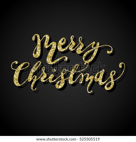 Glitter Greeting Lettering Merry Christmas, Vector Template For New