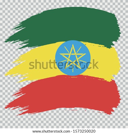 ETHIOPIA national flag brush vector on transparent background