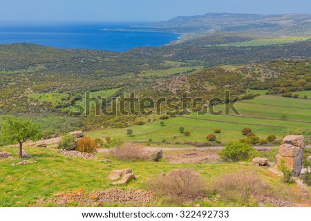 Mediterranian seashore landscape aerial view sea