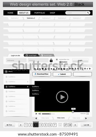 Web design template set 2.0. Vector illustration