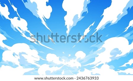 Vector illustration of cool clouds and sky background rising from the center_Effect style_16:9