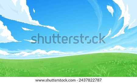Vector illustration of grassland and beautiful sky_16:9