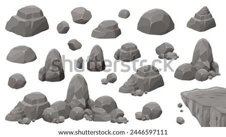 Rocks and stones illustration material set_rocks_cliff_gray