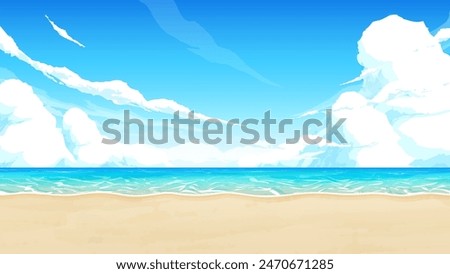 Landscape illustration of the sea, beach and sky_16:9