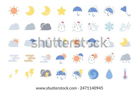 Cute weather icon material set_illustration