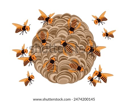 Illustration of a hornet's nest full of bees