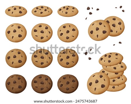 Chocolate chip cookie illustration material set