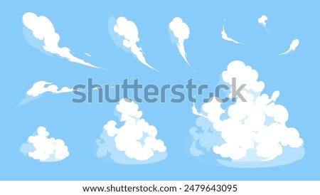 Illustration set of cumulonimbus and cool clouds_effect style