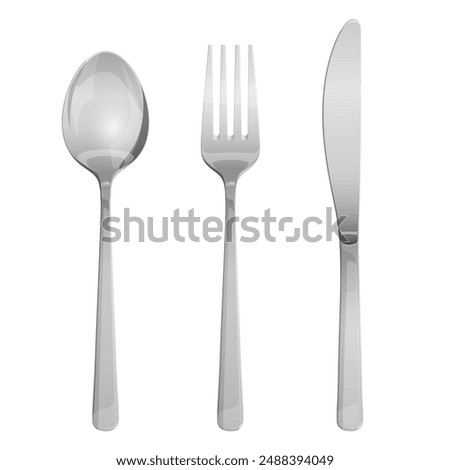 Top view of spoon, fork and knife