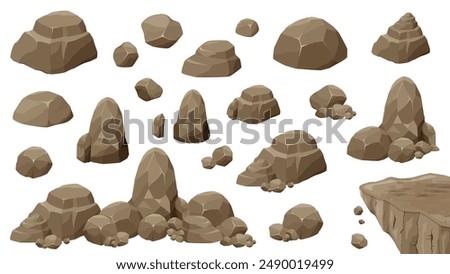 Rock and stone illustration material set_rocks_cliff_dark brown