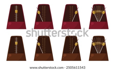 Illustration material set of a swaying metronome