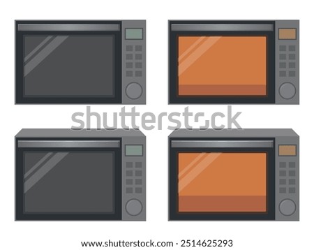 Microwave oven vector illustration set_ON_OFF