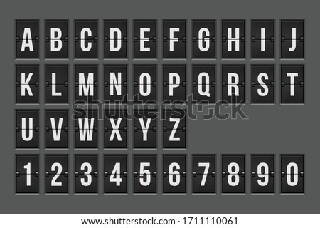 Mechanical scoreboard alphabet and numbers vector illustration